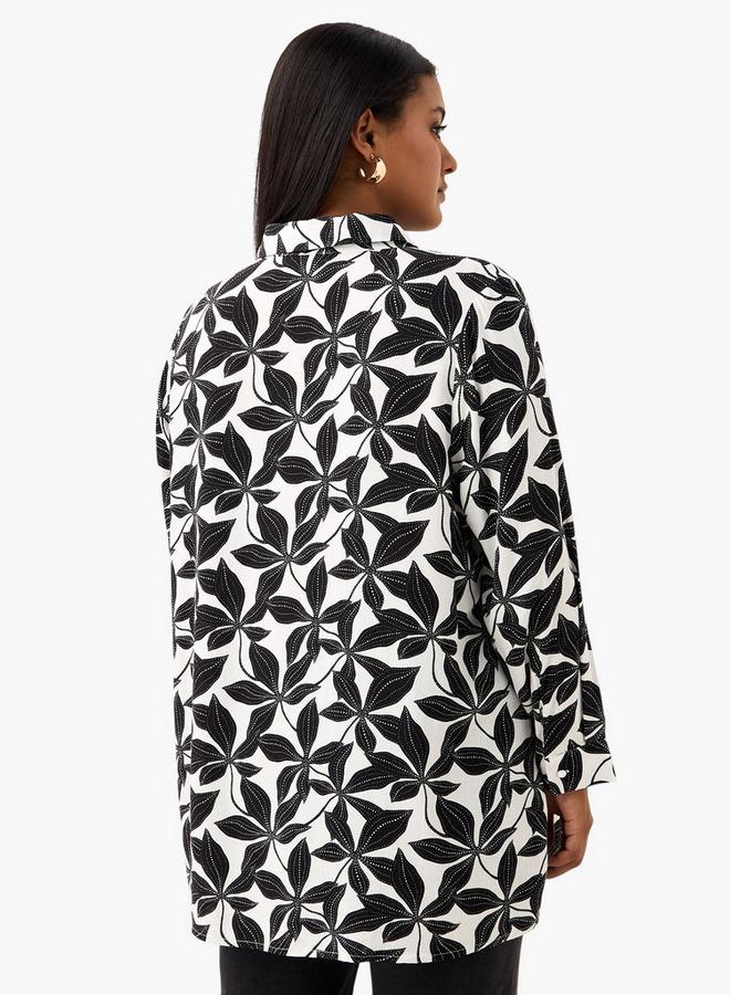 Ulla Popken Plus Size Ulla Popken All-Over Floral Print Shirt - Image 3