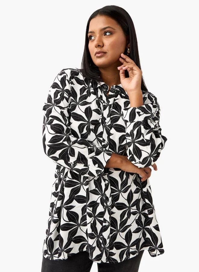 Ulla Popken Plus Size Ulla Popken All-Over Floral Print Shirt