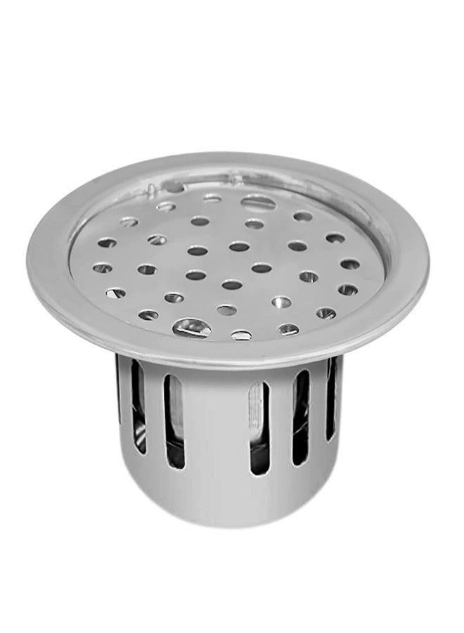 COSWARE Stainless Steel 5" Inch Holly Round Plain with Anti-Cockroach Water Drain Lock Jali for Bathroom & Kitchen (Pack of 1) - Image 1