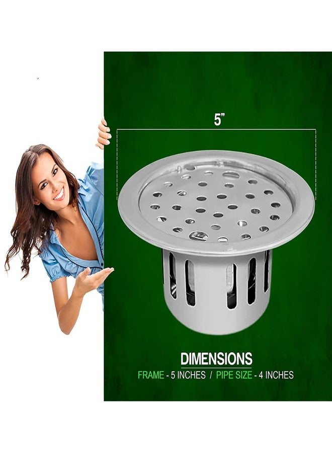 COSWARE Stainless Steel 5" Inch Holly Round Plain with Anti-Cockroach Water Drain Lock Jali for Bathroom & Kitchen (Pack of 1) - Image 5