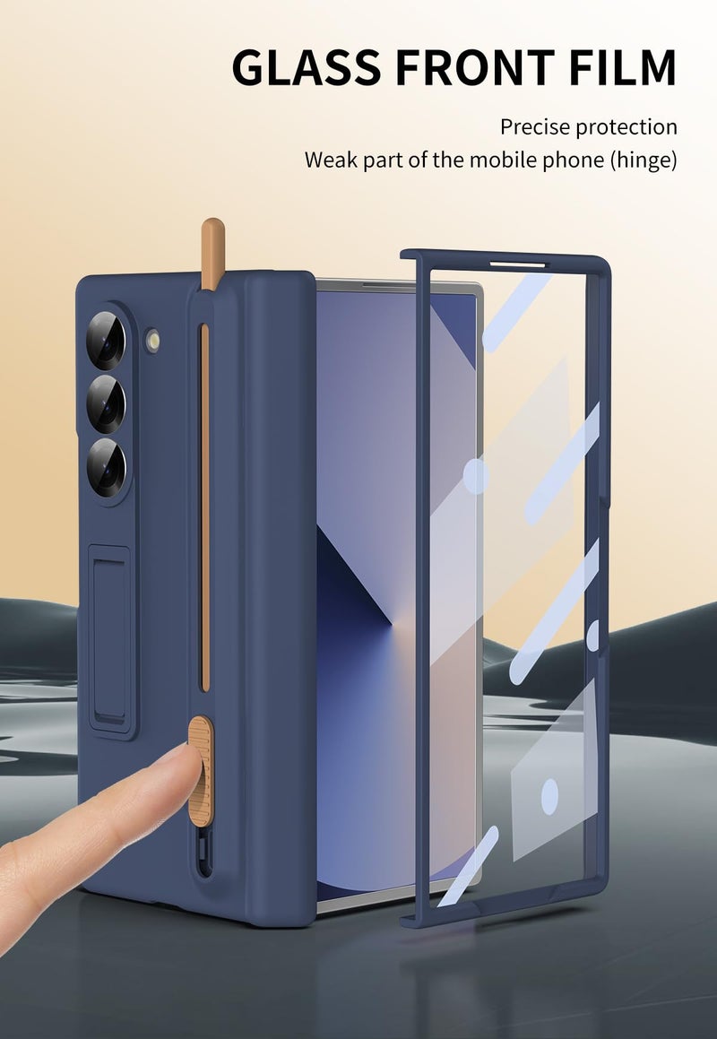 NINKI for Samsung Galaxy Z Fold 6 Case with S Pen Holder and Stylus,Invisible Kickstand Screen Protector Hinge Hard Drop-Proof Stand Phone Cover for Samsung Z fold 6 Case with S Pen Slot â€“ Royal Blue - Image 4