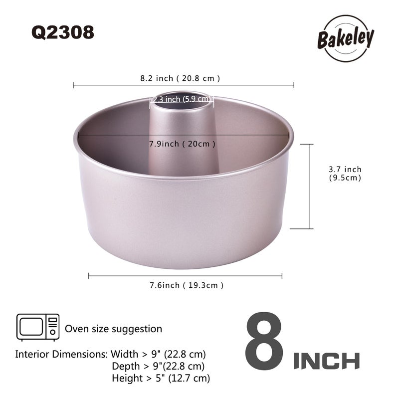 Bakeley Angel Food Cake Pan, 8-Inch with Removable Loose Bottom Non-Stick Chiffon Tube Pan for Oven and Instant Pot Baking (Champagne Gold) - Image 2
