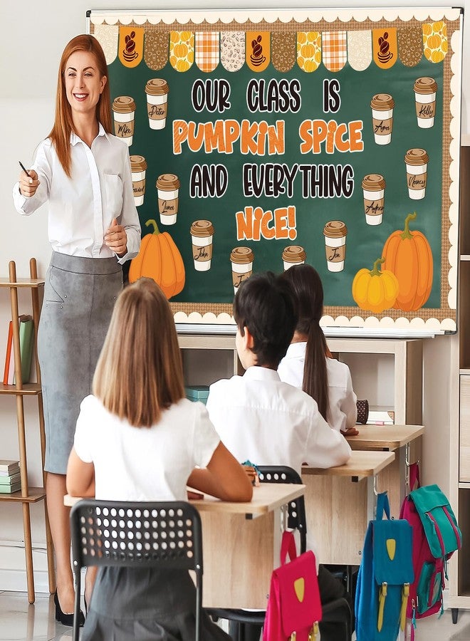 Yewfold Thanksgiving Latte Bulletin Board Set Fall Bulletin Board Decorations Fall Wall Decor with Pumpkin and Latte Theme for School Office and Home Decor - Image 5