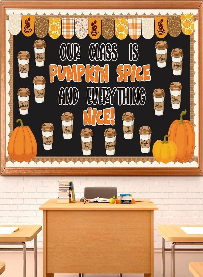 Yewfold Thanksgiving Latte Bulletin Board Set Fall Bulletin Board Decorations Fall Wall Decor with Pumpkin and Latte Theme for School Office and Home Decor - Image 1