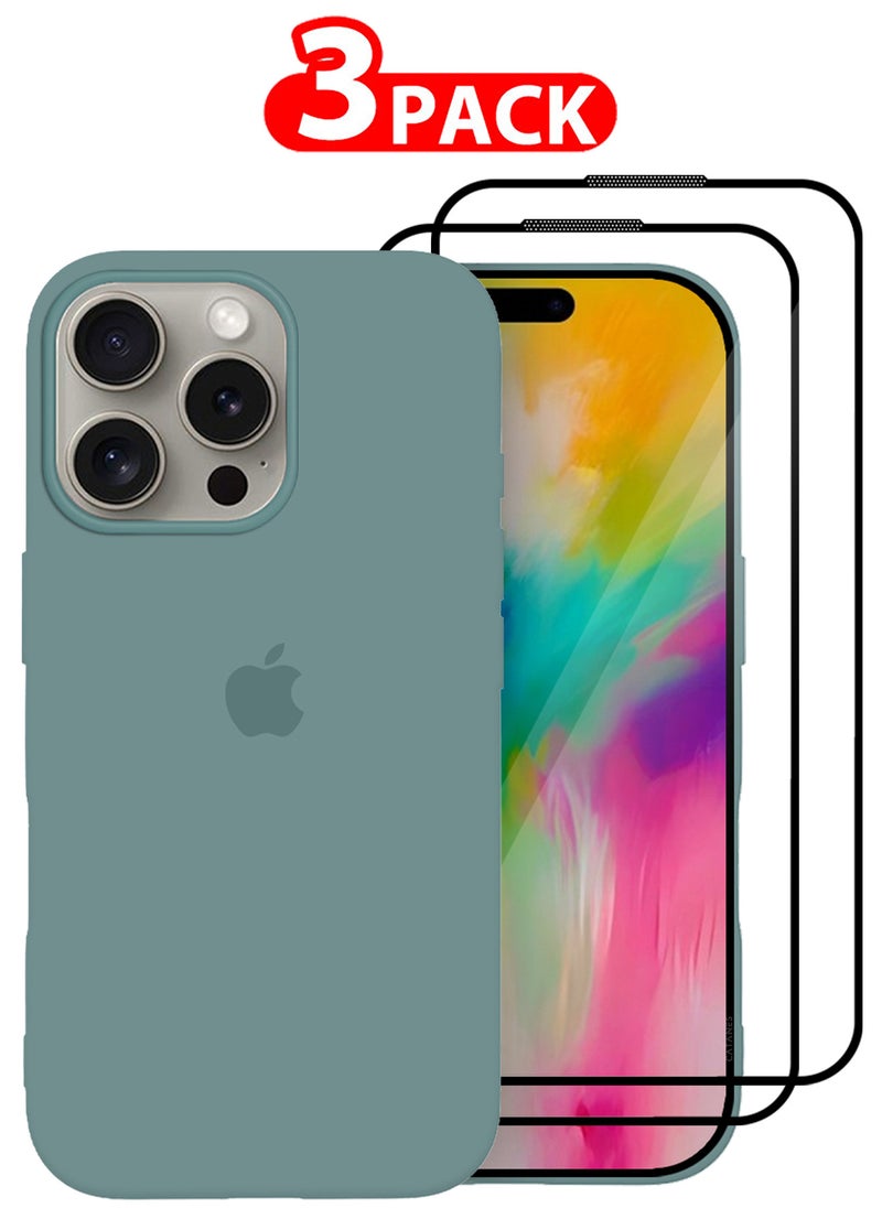 CATANES - (for iPhone 16 Pro) 3 Pack Case and 2 Screen Protectors, Slim Silicone Case, Full Covered Anti Scratch Shockproof Protective Cover - Image 1