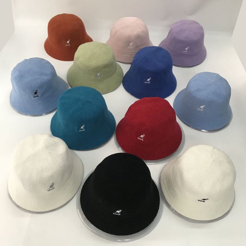 Kangol Style Flat Top Bucket Hat Terry Cloth - Image 1