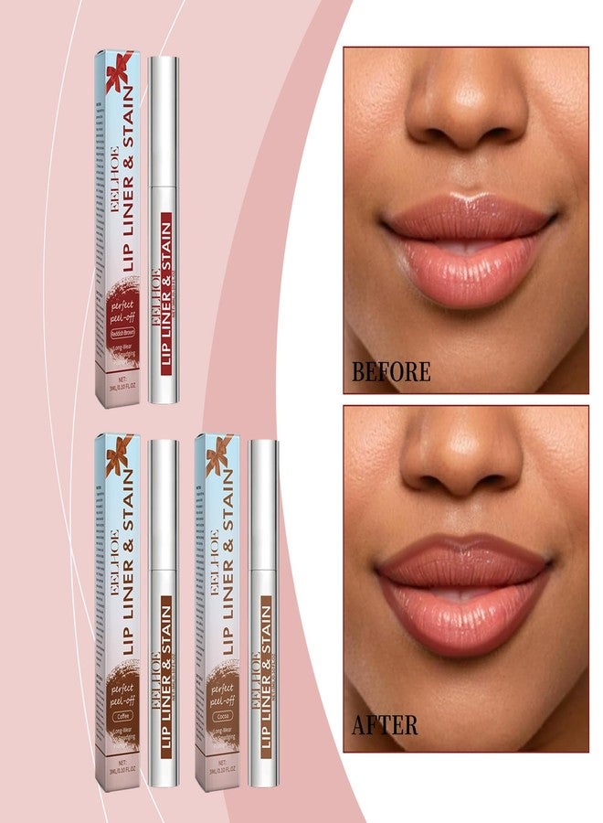 Aseawave 3Pcs Peel Off Lip Liner Lipstick Makeup, Chestnut Nude Brown Peel Off Lipgloss for Women Magic Lipstick 24 Hours Original Lip Liner Makeup Stain (#C, 1 Count (Pack of 3)) - Image 2
