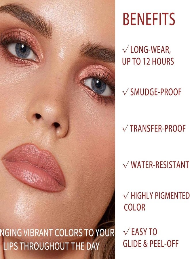 Aseawave 3Pcs Peel Off Lip Liner Lipstick Makeup, Chestnut Nude Brown Peel Off Lipgloss for Women Magic Lipstick 24 Hours Original Lip Liner Makeup Stain (#C, 1 Count (Pack of 3)) - Image 3