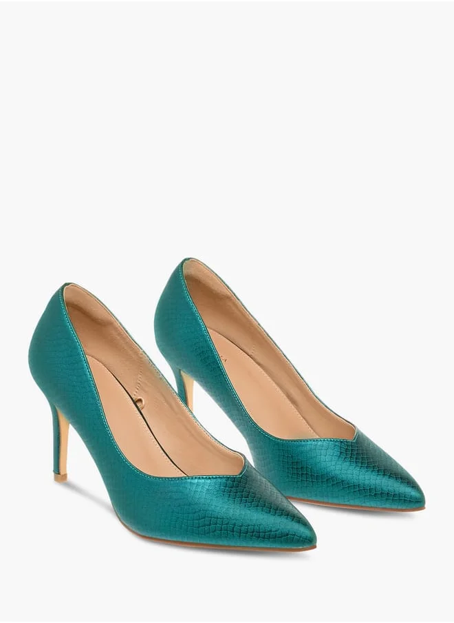 Flora Bella By Shoexpress Women Textured Slip-On Pumps with Stiletto Heels Ramadan Collection