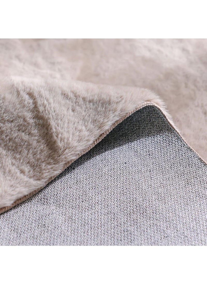 DANUBE HOME Sable Solid Soft Fur Rug  Polyester Area Rug Floor Covering L300xW200cm-Cream  - Image 4