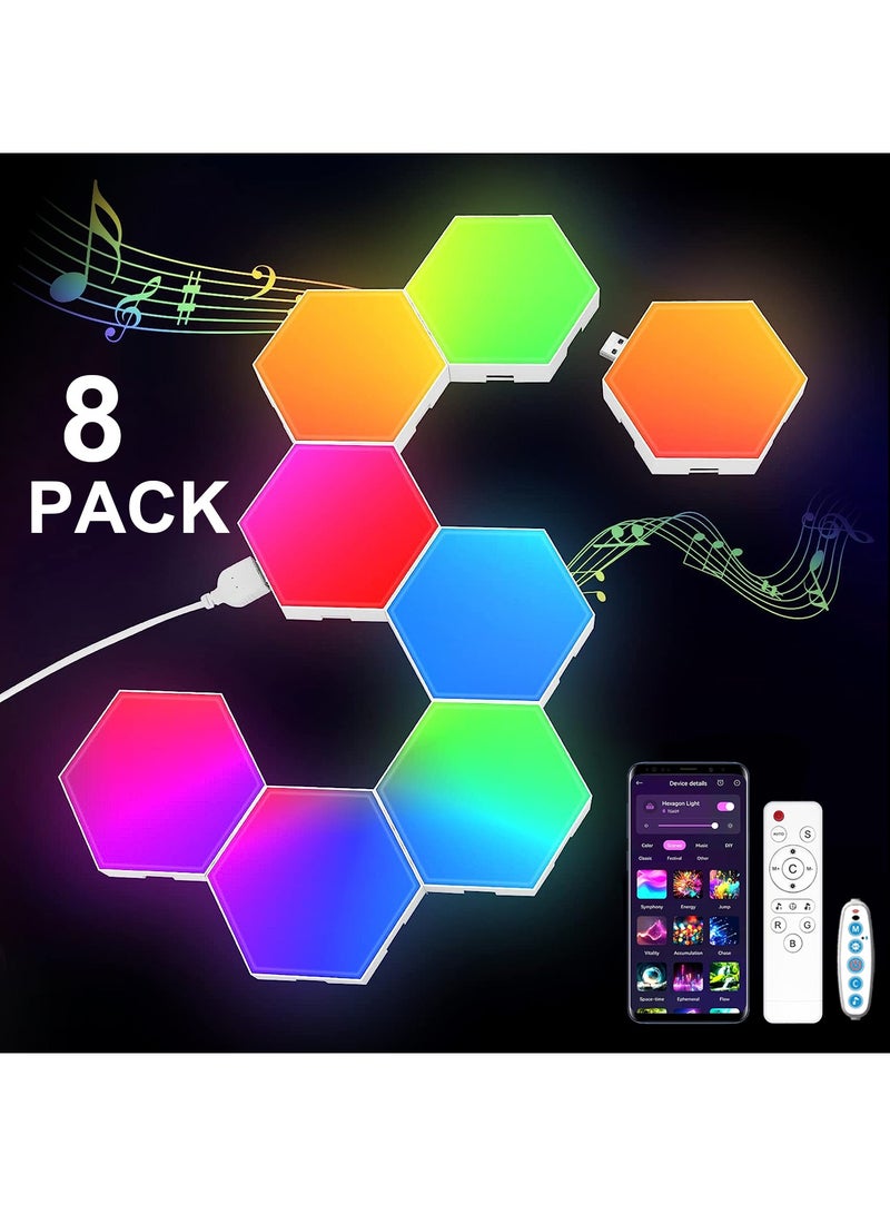 RGB Smart Hexagonal Wall Lamp Color changing Ambient Night Light DIY Shape Music Rhythm APP For Game Room Bedroom Intelligent - Image 1