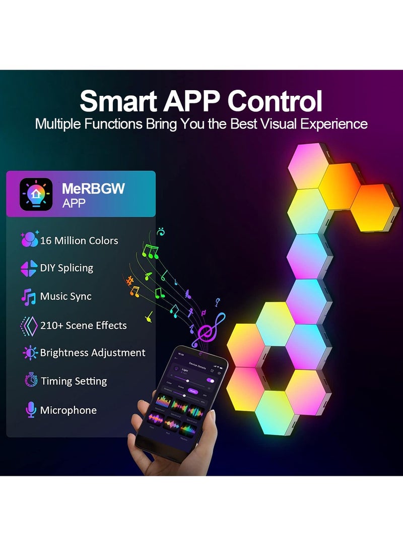 RGB Smart Hexagonal Wall Lamp Color changing Ambient Night Light DIY Shape Music Rhythm APP For Game Room Bedroom Intelligent - Image 4