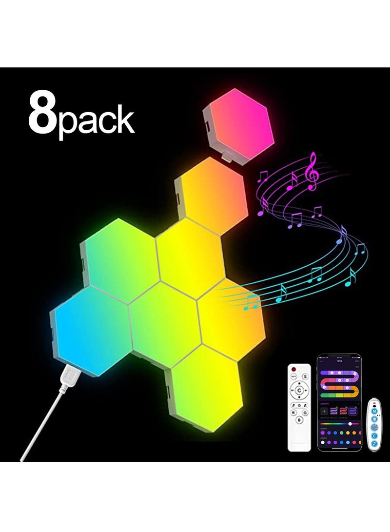 RGB Smart Hexagonal Wall Lamp Color changing Ambient Night Light DIY Shape Music Rhythm APP For Game Room Bedroom Intelligent - Image 2
