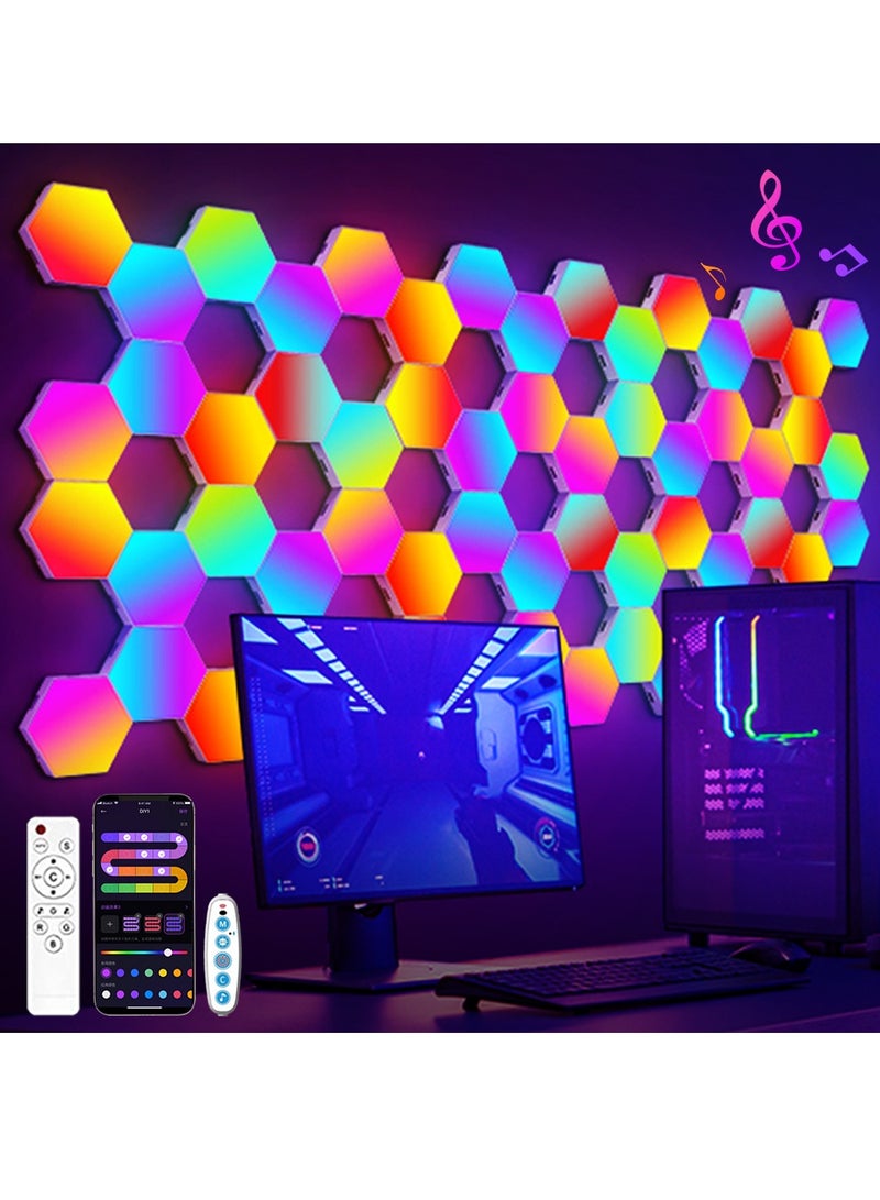 RGB Smart Hexagonal Wall Lamp Color changing Ambient Night Light DIY Shape Music Rhythm APP For Game Room Bedroom Intelligent - Image 3