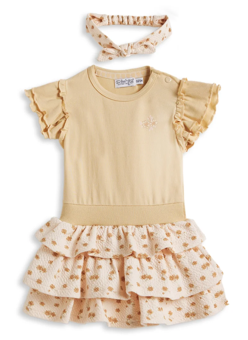 Dirkje Dirkje girls tiered Dress + Matching headband