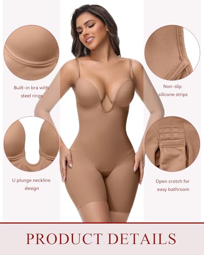 SHAPSHE Backless U Plunge Strapless Shapewear Tummy Control Butt Lifter Compression Bodysuit for Women Low Back Body Suit - Image 5
