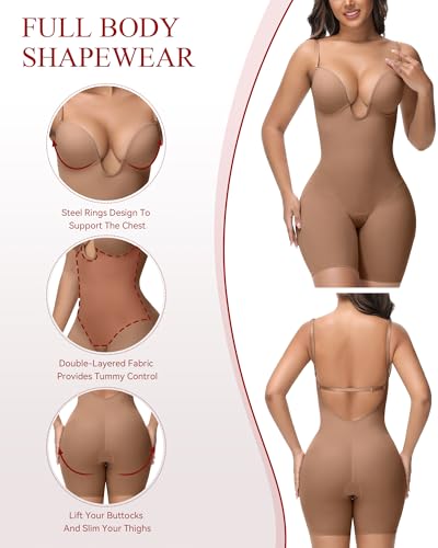 SHAPSHE Backless U Plunge Strapless Shapewear Tummy Control Butt Lifter Compression Bodysuit for Women Low Back Body Suit - Image 4