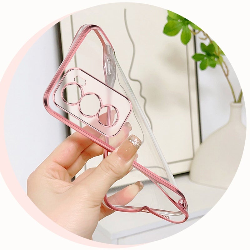 HuHa غطاء حماية لهاتف OPPO Reno12 Pro Global مطلي بطبقة لامعة متدرجة اللون على شكل فراشة، جراب هاتف TPU باللون الوردي - Image 5