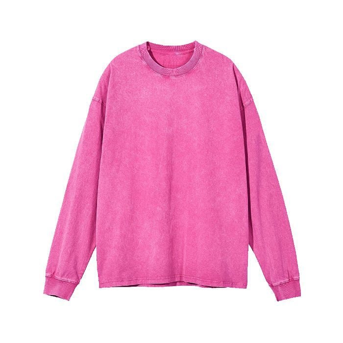2025 Cotton 230G Color Batik Washed Old T-Shirt Fried Snowflake Retro Long Sleeve Girdle For Men And Women - Image 1