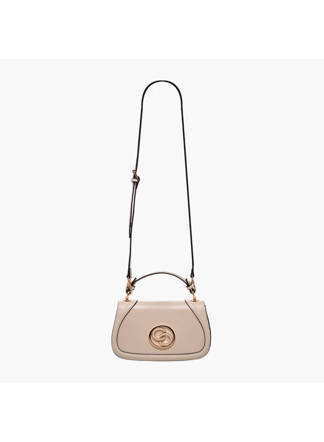 Celeste Women Solid Crossbody Bag with Detachable Strap and Flap Closure