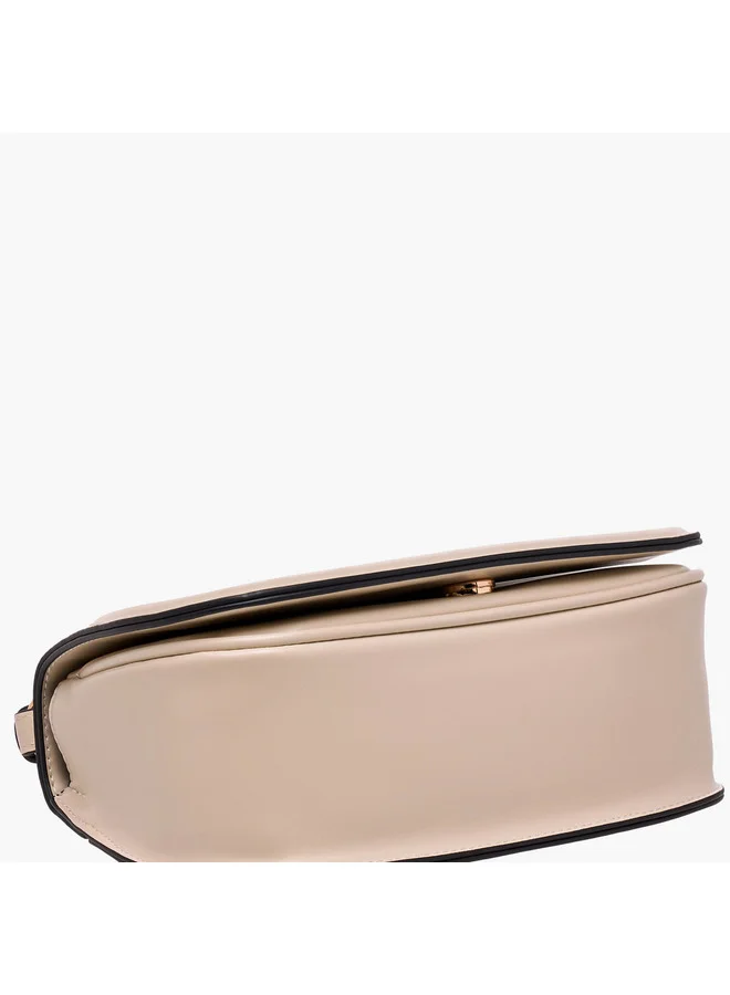 Celeste Women Solid Crossbody Bag with Detachable Strap and Flap Closure