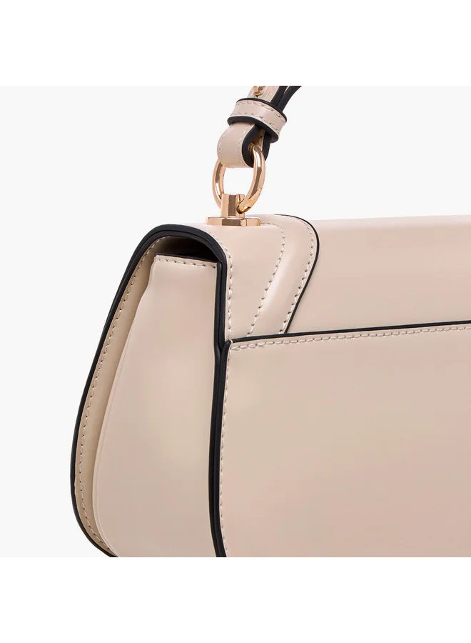 Celeste Women Solid Crossbody Bag with Detachable Strap and Flap Closure