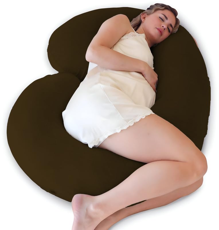 DADDY COOL Full Body C Shape Pregnancy Pillow for Pregnant Women, Maternity Pillow Gift for Pregnancy Sleeping Pillow Pack of 1 Brown - Image 1