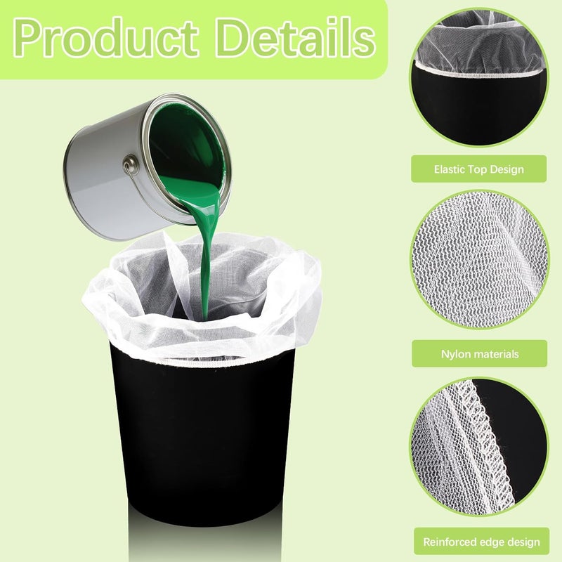 5-Gallon Paint Filter Bag with Open Top Elastic Closure, Clear View Fine Nylon Mesh Filter Bag, White 15PCS - Image 3