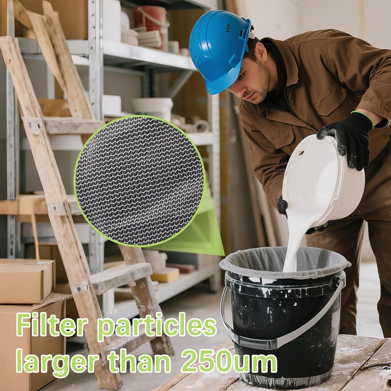 5-Gallon Paint Filter Bag with Open Top Elastic Closure, Clear View Fine Nylon Mesh Filter Bag, White 15PCS - Image 4