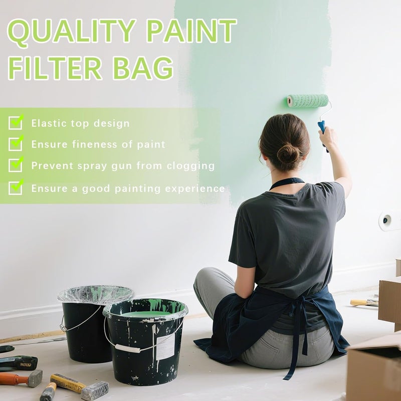 5-Gallon Paint Filter Bag with Open Top Elastic Closure, Clear View Fine Nylon Mesh Filter Bag, White 15PCS - Image 5