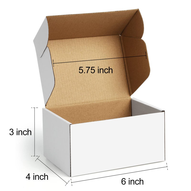 Poever Shipping Boxes 6x4x3 inches Small Mailing Boxes 25 Pack White Cardboard Corrugated Box Mailers - Image 2