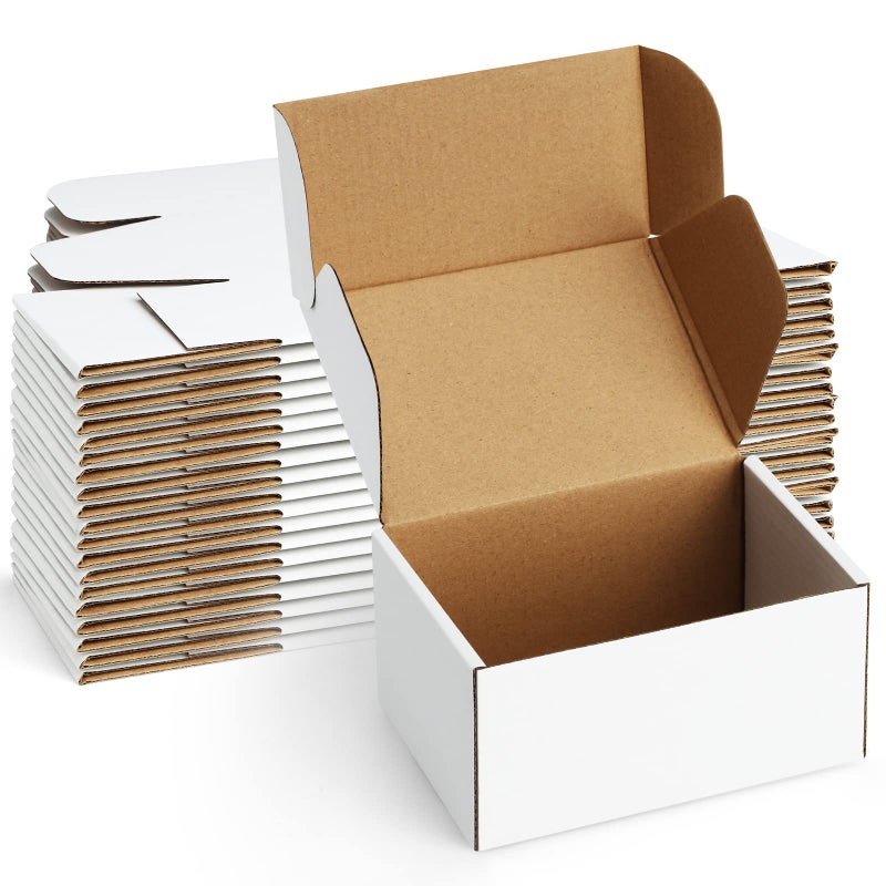 Poever Shipping Boxes 6x4x3 inches Small Mailing Boxes 25 Pack White Cardboard Corrugated Box Mailers - Image 1