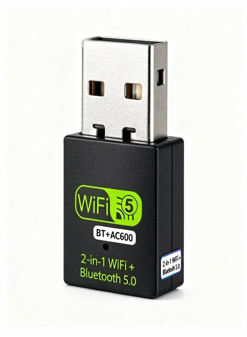 Western Mountains AC600 USB WiFi Adapter with Bluetooth 5.0, Dual Band 2.4G & 5G Wireless USB Network Adapter, Plug and Play Driver Free WiFi Bluetooth Adapter for PC Laptop Desktop, Mini USB WiFi Dongle with RTL8821 Chip for Stable High Speed Internet, Low Latency Gaming, HD Streaming, Online Meetings, Office Work, Smart Home Devices, Reliable Wireless Receiver and Transmitter for Home, Office and Travel Use - Image 2
