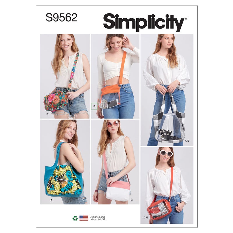Simplicity SS9562OS Bag, Pouch, and Shoulder Tote Sewing Pattern Kit, Code S9562, One Size - Image 1