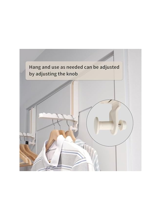 PROMASS Over The Door Hooks Hanger, Over The Door Hanger with Retractable Rod, Foldable Over The Door Drying Rack for Laundry Bathroom Bedroom Travel Hangers (Milky White, 1 Pack)  - Image 4