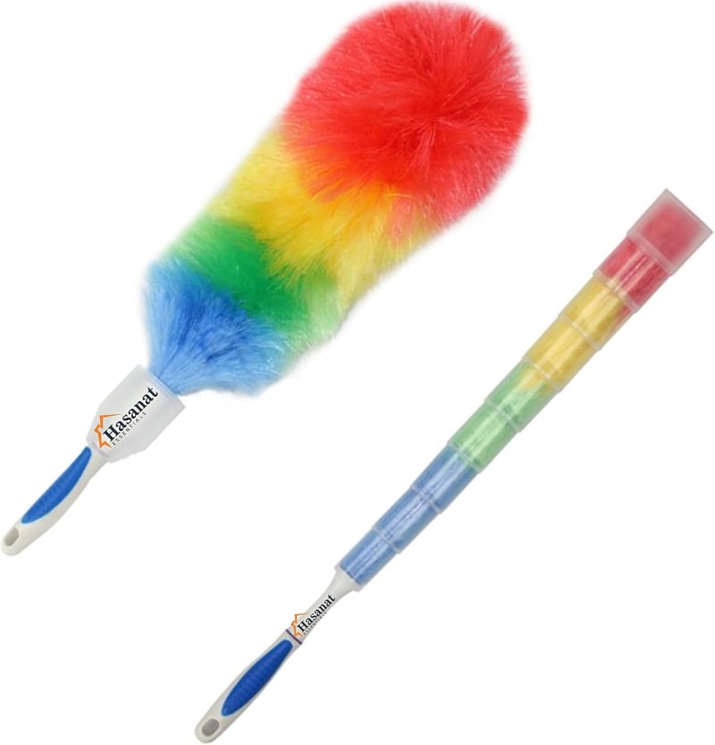 Multipurpose Static Duster Soft Rainbow Plastic Easy Clean Multicolor Cobweb Cleaner Feather Tool Electrostatic Power Dusting Brush For Appliances Furniture Computer Cars Home - Image 1