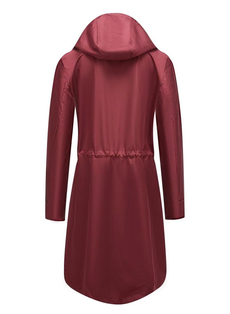 Loquat Autumn Winter Women's Hooded Windbreaker Casual Long Coat  - Image 3
