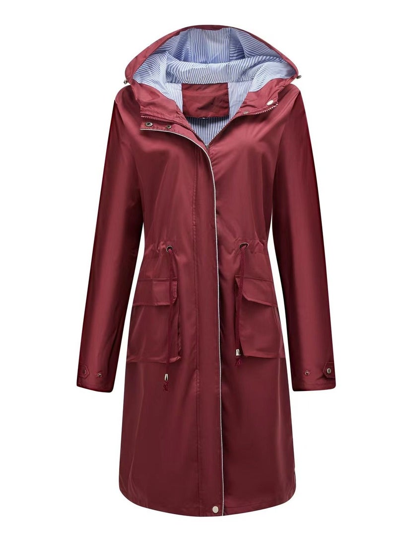 Loquat Autumn Winter Women's Hooded Windbreaker Casual Long Coat  - Image 1