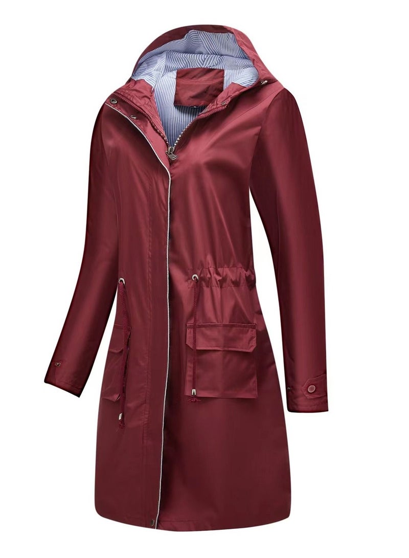 Loquat Autumn Winter Women's Hooded Windbreaker Casual Long Coat  - Image 2