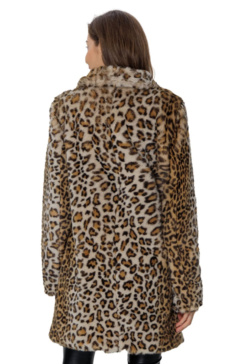 Bellivera Faux Fur Jacket Womens Leopard Coat Long Sleeve Winter Warm Fluffy Parka Overcoat Outwear Tops 18125 Leopard S - Image 5