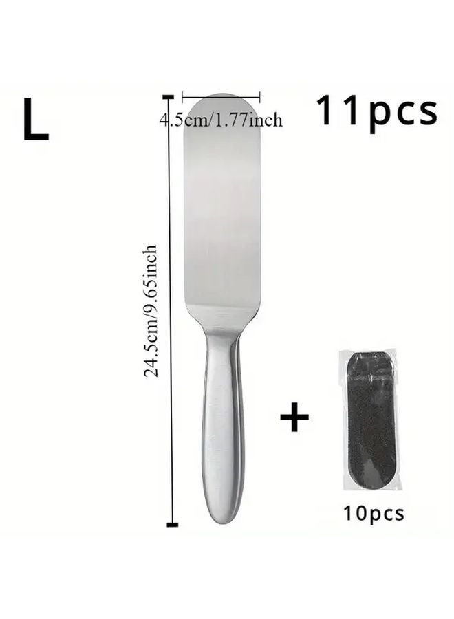 مجموعة أدوات باديكير محترفة 11 قطعة من الفولاذ المقاوم للصدأ، مبرد القدم لإزالة الجلد الميت، ملفات بديلة عديمة الرائحة لأقدام ناعمة - Image 1