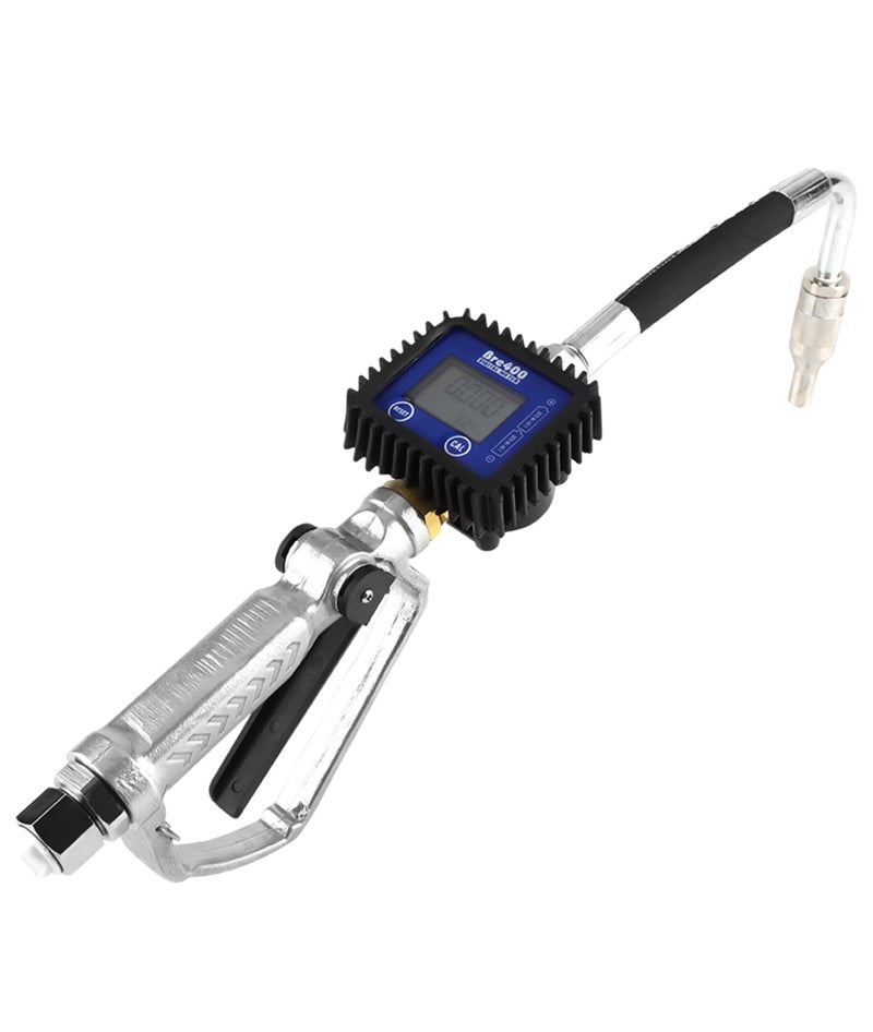 Digital Oil Control Valve Meter Nozzle 135 Lmin LCD Displays 1500Psi 100Bar Heavy Duty Lubricant Nozzle Gun Fueling Nozzle with Meter with Low Battery Warning for