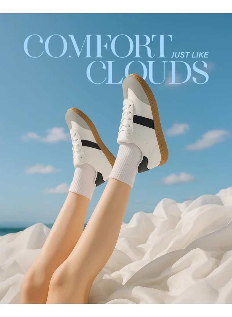 لندن راج حذاء رياضي كلاسيكي برباط علوي باللون الأبيض