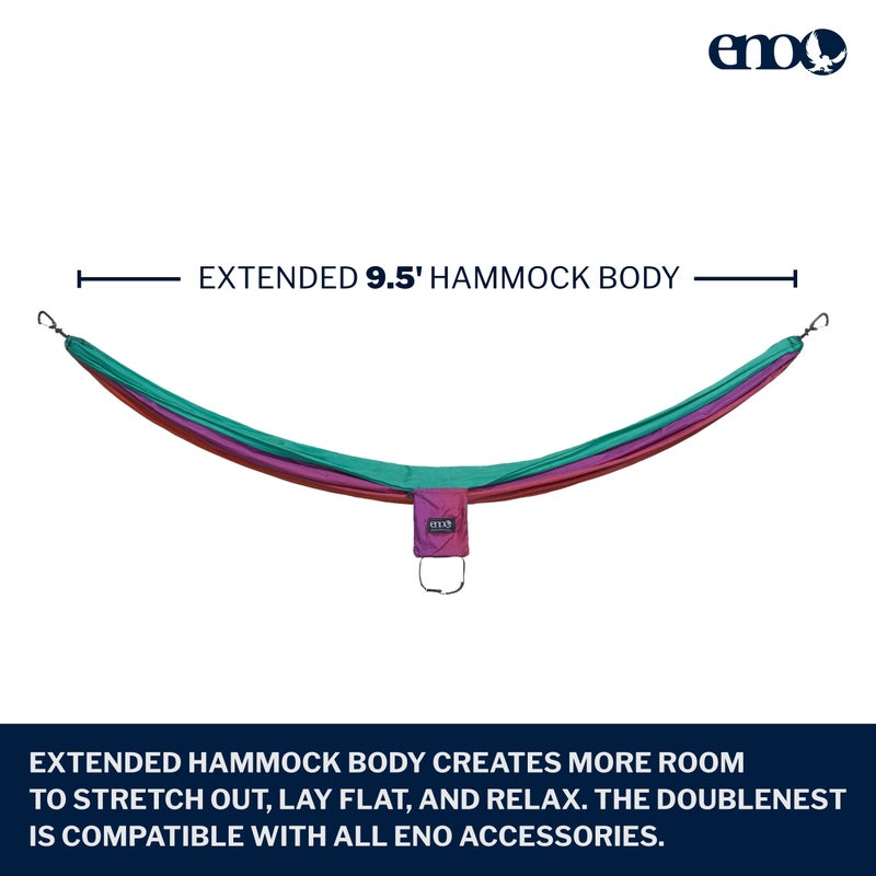 ENO DoubleNest Hammock - Lightweight, Portable, 1 to 2 Person Hammock - for Camping, Hiking, Backpacking, Travel, a Festival, or The Beach - Fade/Seaglass - Image 2