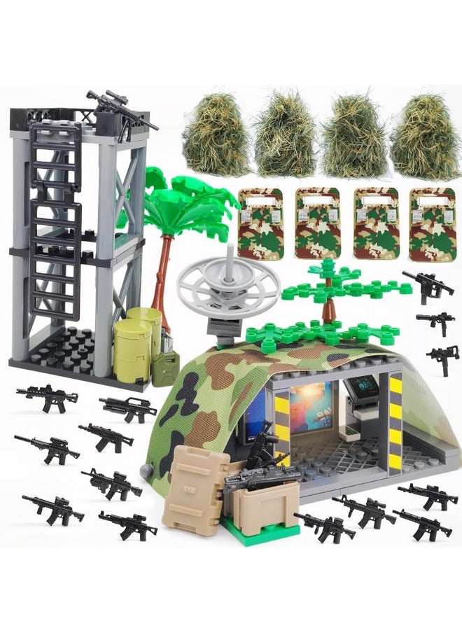 ZHX ZHX Modern Military Building Block Toys Camouflage Tent Command Center Army Weapon Shield Accessories with Sentry Guard Tower Set Compatible with Classic Bricks for Kids Age 8 10 12 14 Years  - Image 1
