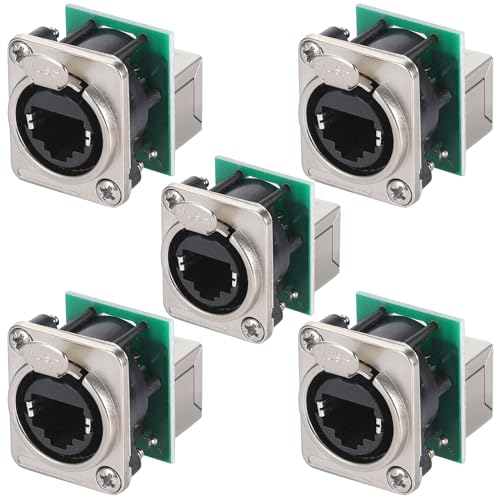 PENGLIN 5PCS Ethercon Rj45 Chassis Socket,D-NE8FDP RJ45 Feed/Pass Panel Mount Jack,D Series Cat5 RJ45 Vertical Panel-Mount Connector - Image 1