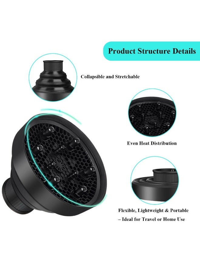دوغي موزع هواء للشعر، عالمي لمجففات الشعر، غطاء مجفف شعر قابل للطي، أداة تصفيف للشعر للتمليس، وتصفيف الشعر الناعم، السميك، المجعد، المتطاير والمموج. - Image 4