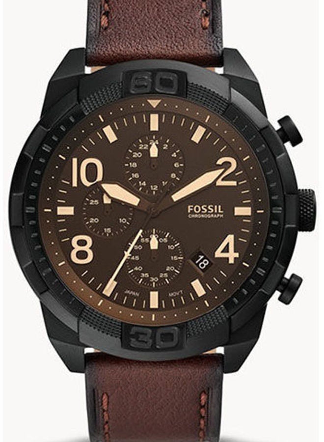 FOSSIL Men Leather Chronograph Buckle Watch FS5875 - Image 3
