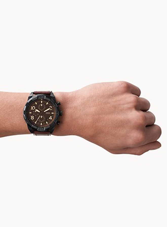 FOSSIL Men Leather Chronograph Buckle Watch FS5875 - Image 5