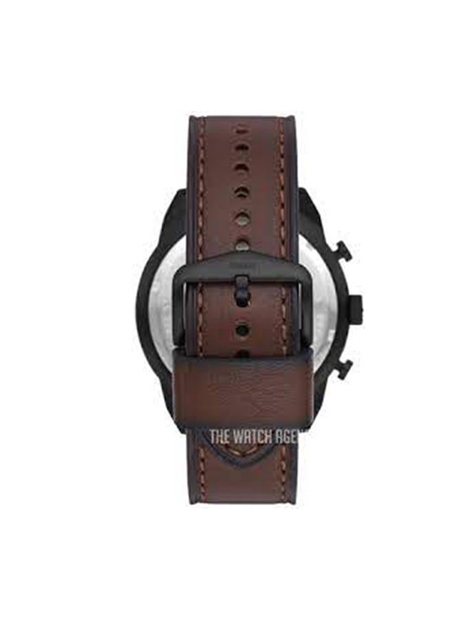 FOSSIL Men Leather Chronograph Buckle Watch FS5875 - Image 4